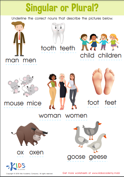 List Of Irregular Plural Nouns For 3rd Grade